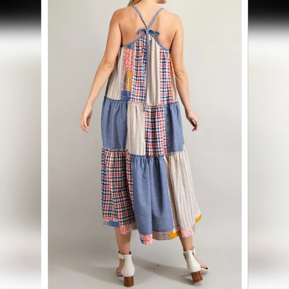 New! Easel Boho Patchwork Printed Maxi Dress - Picture 6 of 8